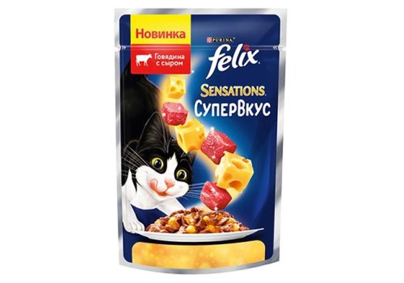 Sensations Супервкус Влажный корм для кошек говядина и сыр 75 гр