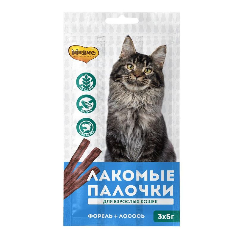 Лакомые палочки для кошек с Форелью и Лососем 15 гр (3 шт)
