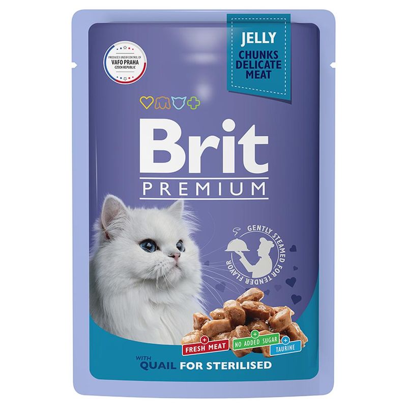 Brit Premium Cat Pouch with Quail in Jelly for Sterilised Cats 85 гр