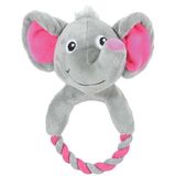 Слоник плюшевый с кольцом для щенков серый d90/160 мм