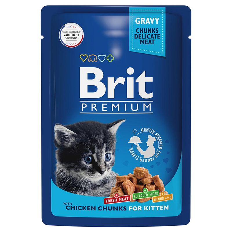 Brit Premium Cat Pouches Chicken Chunks for Kitten 85 гр