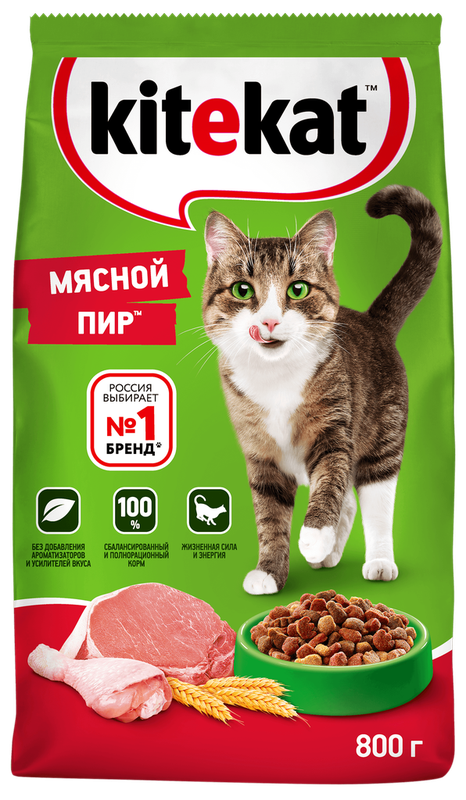 Kitekat Мясной Пир Cухой корм для кошек   0,35 кг(18)