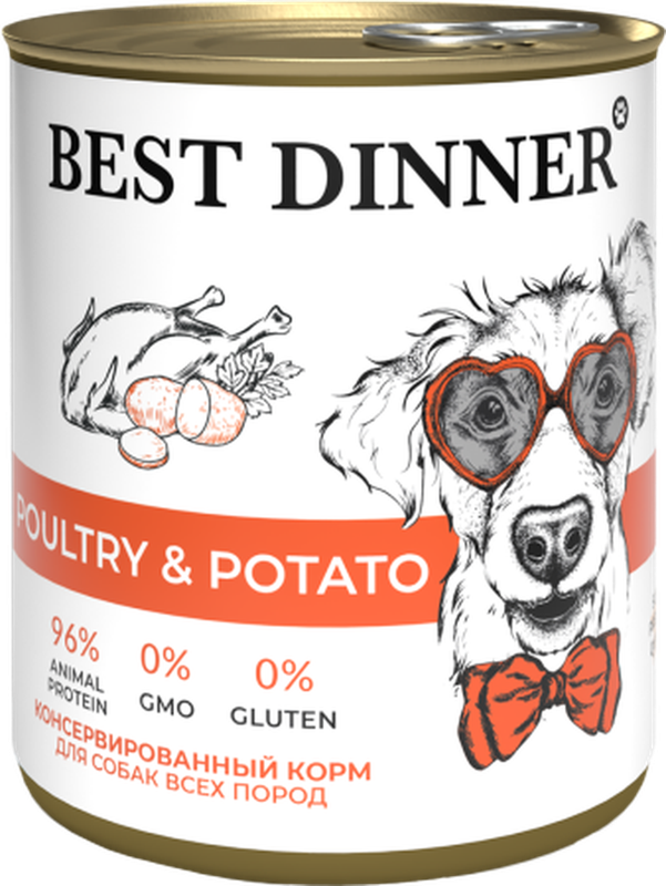 Консервированный корм для собак и щенков с птицей и картофелем 850 гр