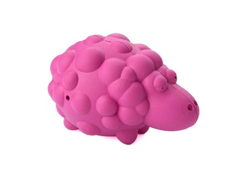 Игрушка для собак "Овечка" с пищалкой розовая, с ароматом бекона 8,5*12 см