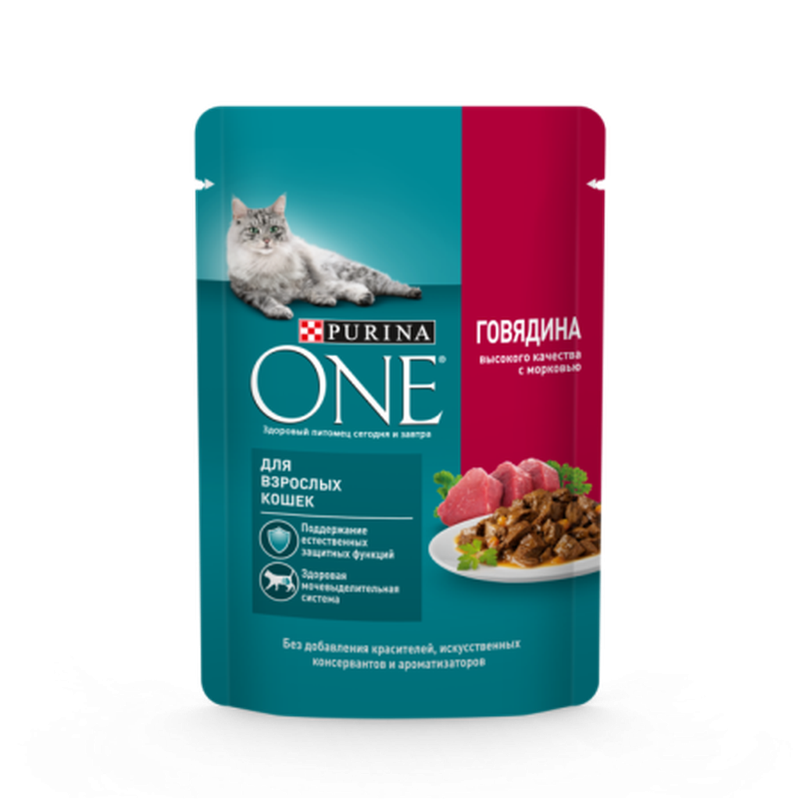 Влажный корм д/взрослых кошек говядина с морковью 75 гр