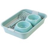 Набор "Для любимца" (туалет с сеткой, миска двойная, совок) тиффани