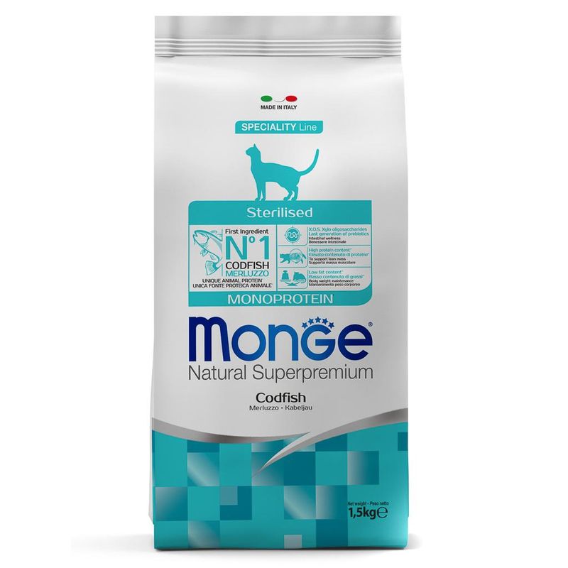 Monge Cat Monoprotein Sterilised Codfish 1,5 кг