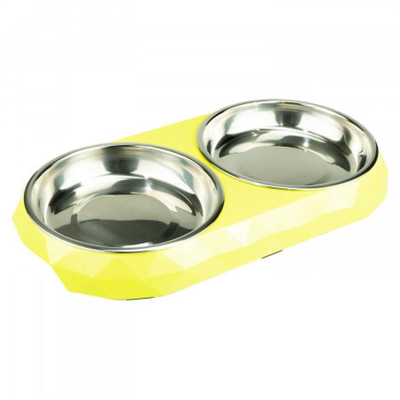 Миска для кошек двойная на меламиновой подставке лайм 2х400 мл