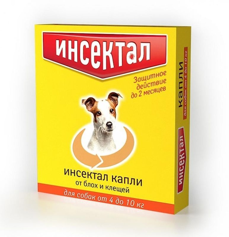 Инсектал Капли от клещей и блох для собак капли 1 пипетка для собак 10-20 кг