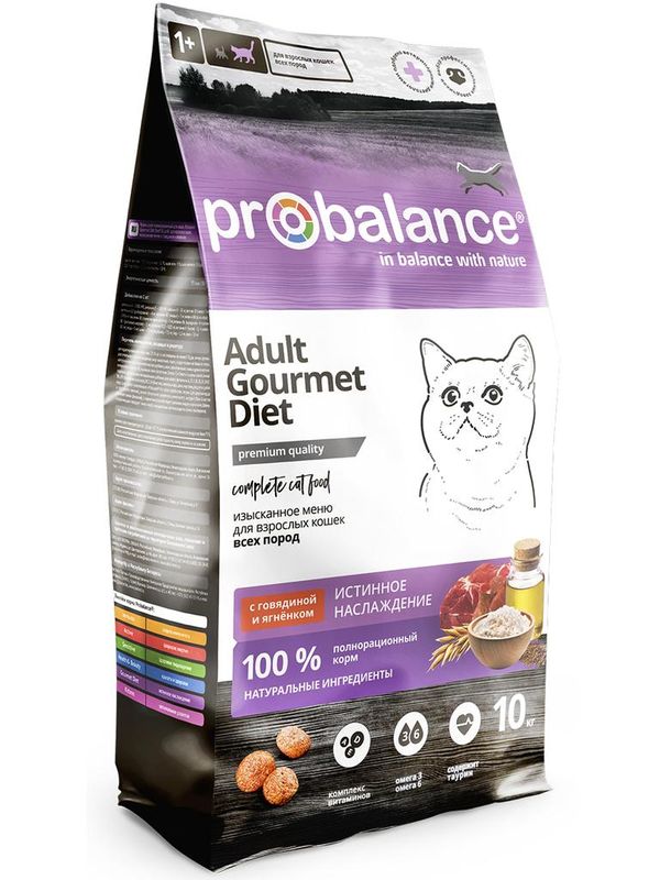 ProBalance Gourmet Diet Корм сухой д/кош. с говядиной и ягненком 400 г(16шт)