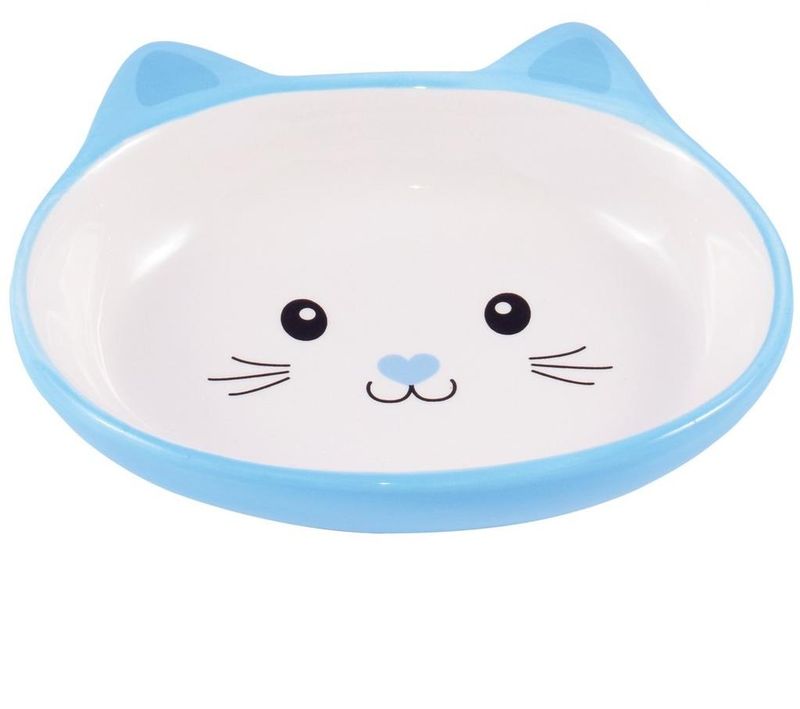 Миска керамическая для кошек Мордочка кошки, 160 мл голубая