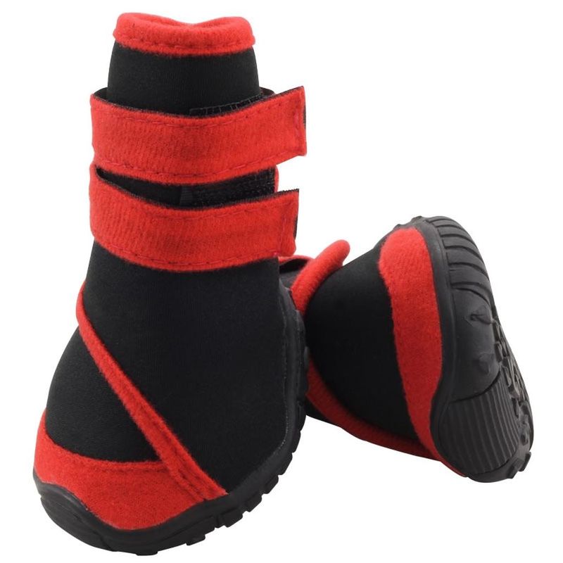 Ботинки для собак, черные с красным M (6 х 5,5 х 7 см)