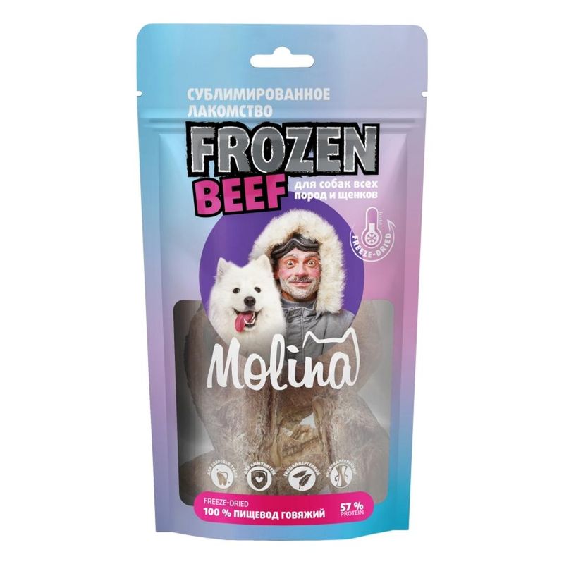 Frozen Beef, Сублимированное лакомство Пищевод говяжий для собак всех пород и щенков 32 гр