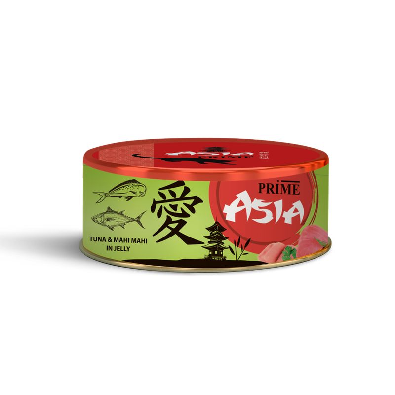 ASIA, Консервированный корм для взрослых кошек с тунцом и рыбой махи-махи в желе, банка 85 гр