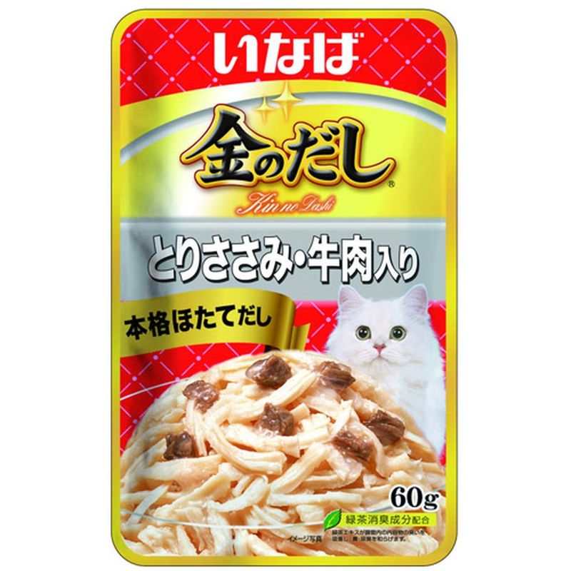 Kinnodashi, Влажный корм для кошек Куриное филе с говядиной в желе, пауч 60 гр
