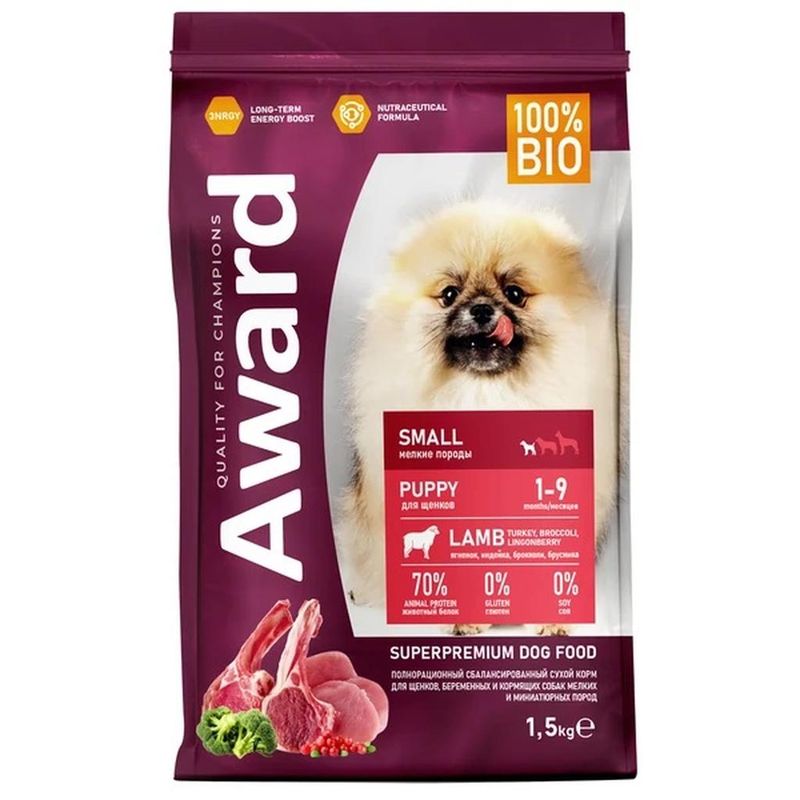 Корм для щенков мини пород и беременных сук,с ягненком, индейкой, брокколи и брусникой 800 гр