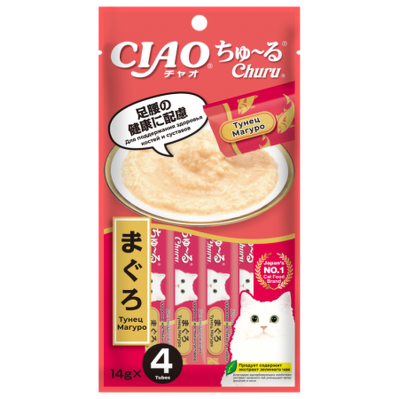 Ciao Churu Лакомство д/кошек Тунец Магуро для здоровья костей и суставов 4шт/14 гр