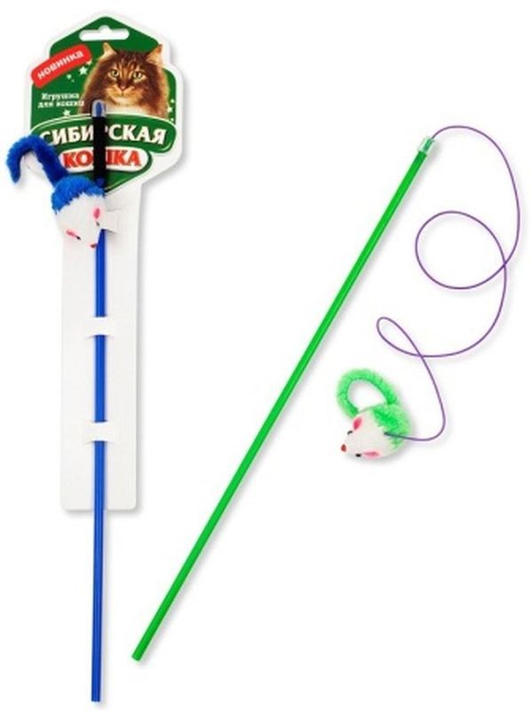 Дразнилка-удочка мышь плюшевая