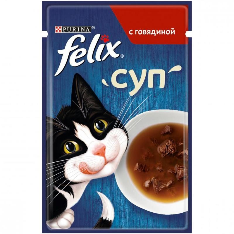 Суп для взрослых кошек с говядиной, пауч 48 гр
