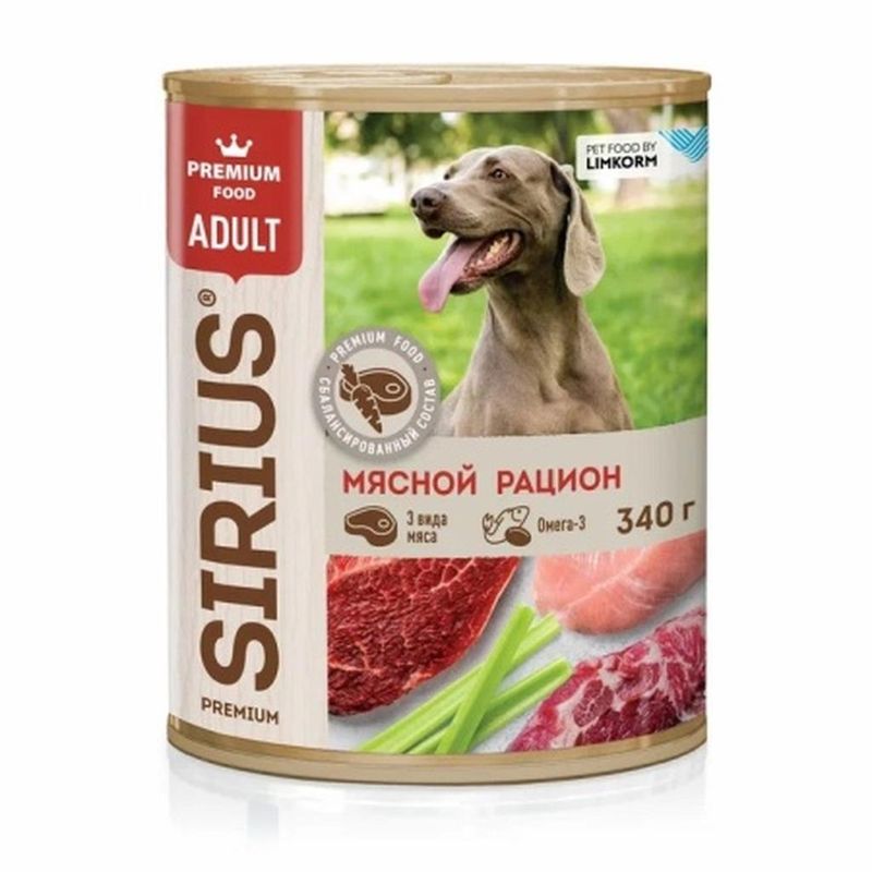 Корм консервированный для взрослых собак Мясной рацион 340 гр