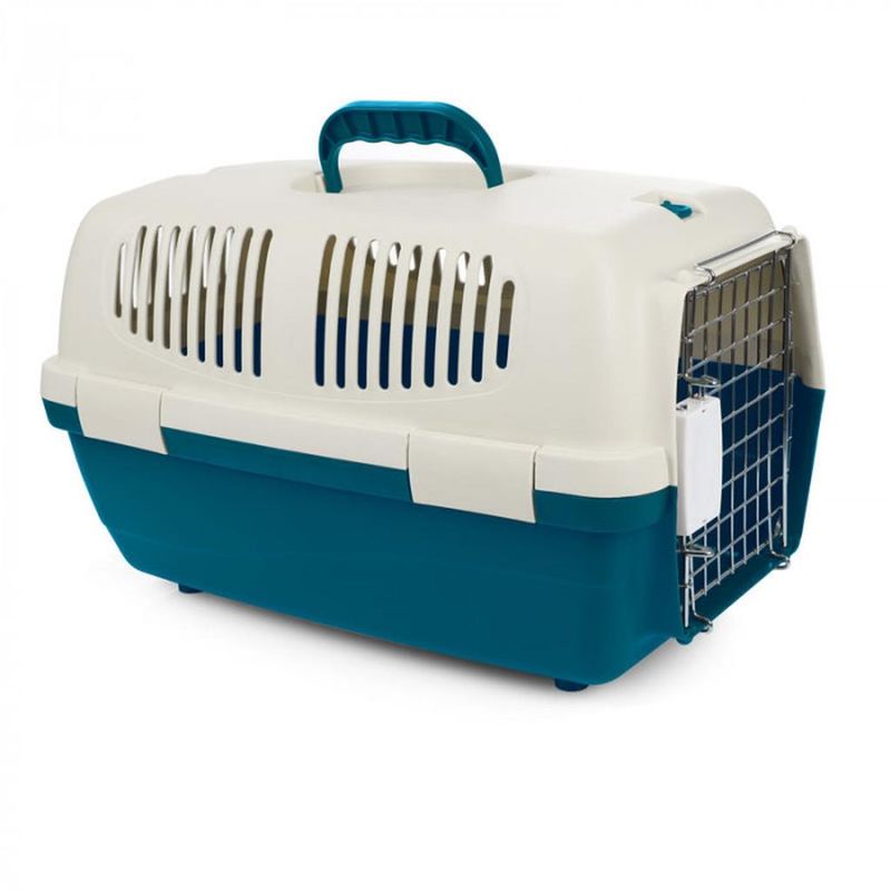 Переноска для животных c металлической дверцей "Спутник" темно-зеленая S 480*290*280 мм