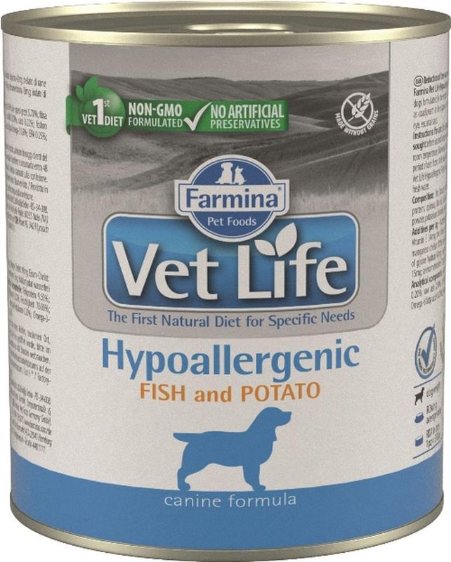 Фармина Vet Life Dog Hypoallergenic паштет при пищевой аллергии с рыбой и картофелем д/соб 300г