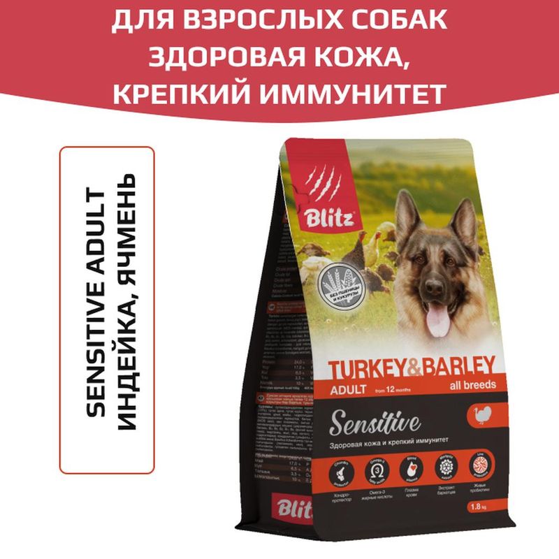 Blitz Sensitive Turkey & Barley Adult Dog All Breeds 1,8 кг