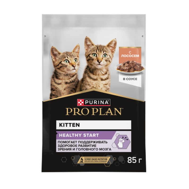 Корм для котят кусочки с лососем в соусе 85 гр