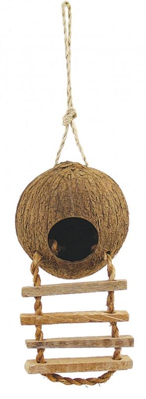Домик для птиц из кокоса с лестницей 10 - 13 см