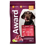 AWARD Корм д/щенков вс. пород и бер.сук,с ягненком, индейкой, яблоком и черникой 800 гр