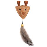 Игрушка для кошек из пробки "Мышка с перьями" 6,5 / 18 см