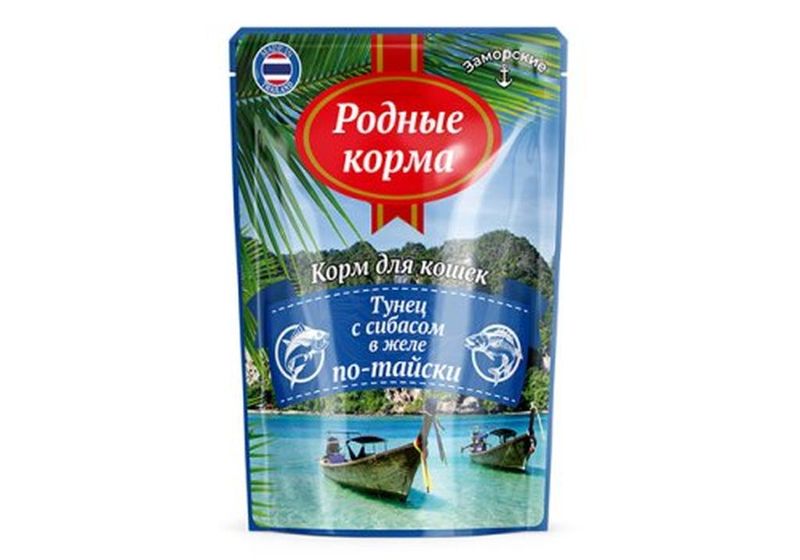 РК Заморские паучи д/кошек тунец с сибасом в желе по-тайски 70 гр 1*24