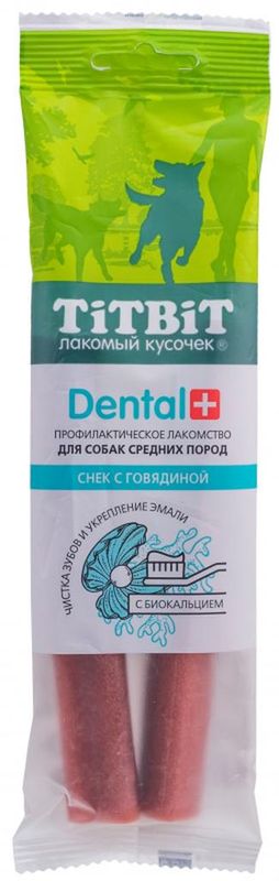 Dental+, Снек с говядиной для собак средних пород 85 гр