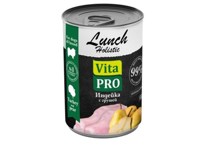 VITA PRO LUNCH Консервы для собак индейка с грушей 400 гр