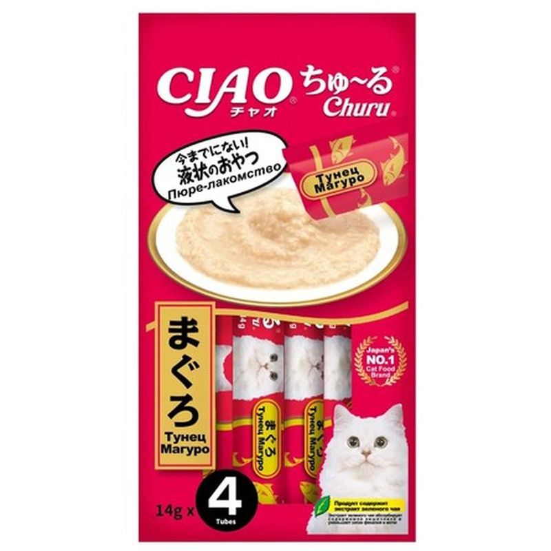 CIAO Churu, Лакомство-пюре для кошек с тунцом Магуро 4 х 14 гр