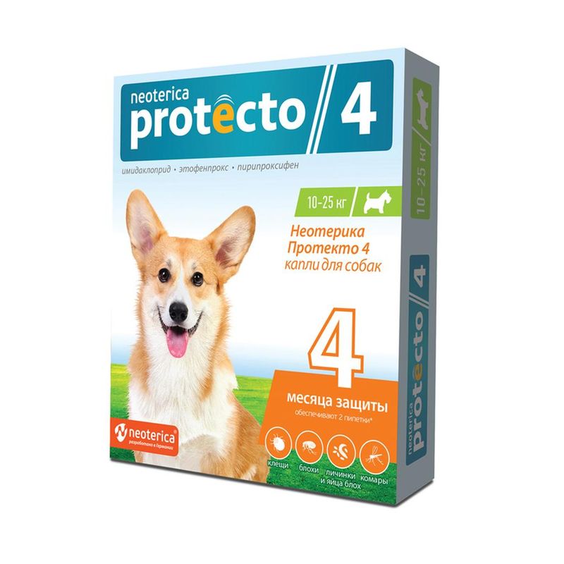 Neoterica Protecto Капли для собак капли 2 пипетки для собак 10-25 кг(20)