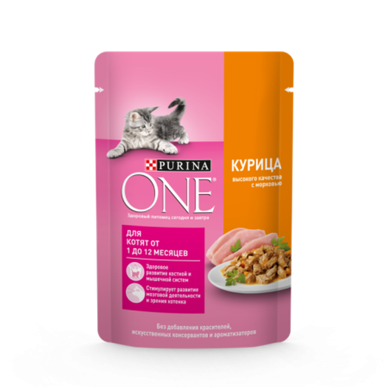 Влажный корм д/котят с курицей и морковью 75 гр